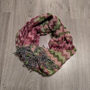 Pink & Green Chevron Pashmina Wrap Scarf